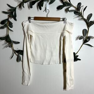 Wild Fable White Off the Shoulder Ribbed Top